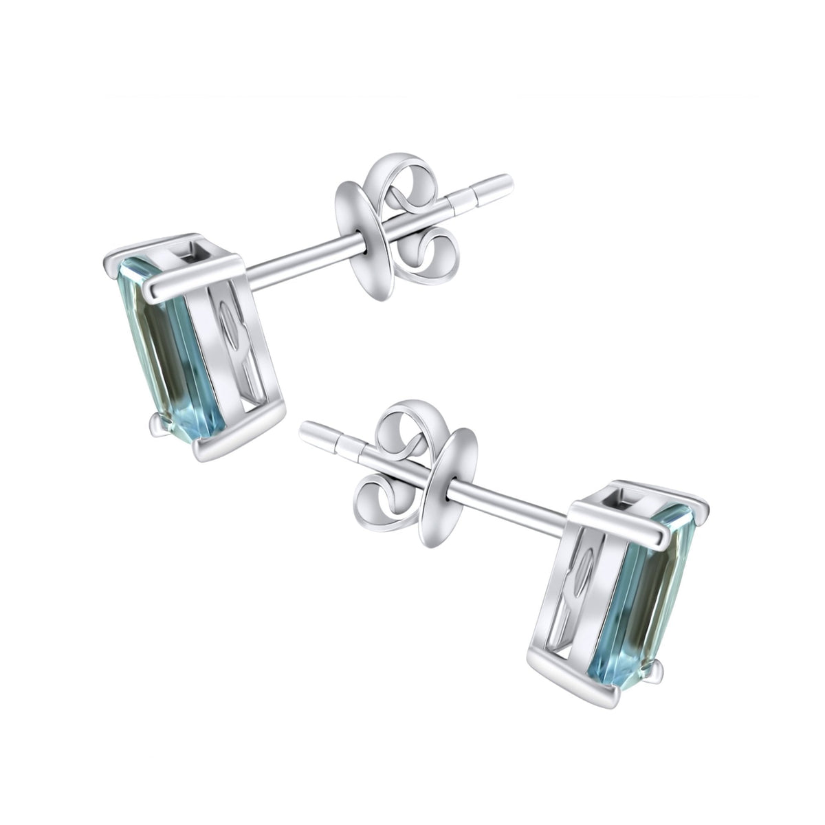 Platinum 7mm x 5mm aquamarine stud earrings