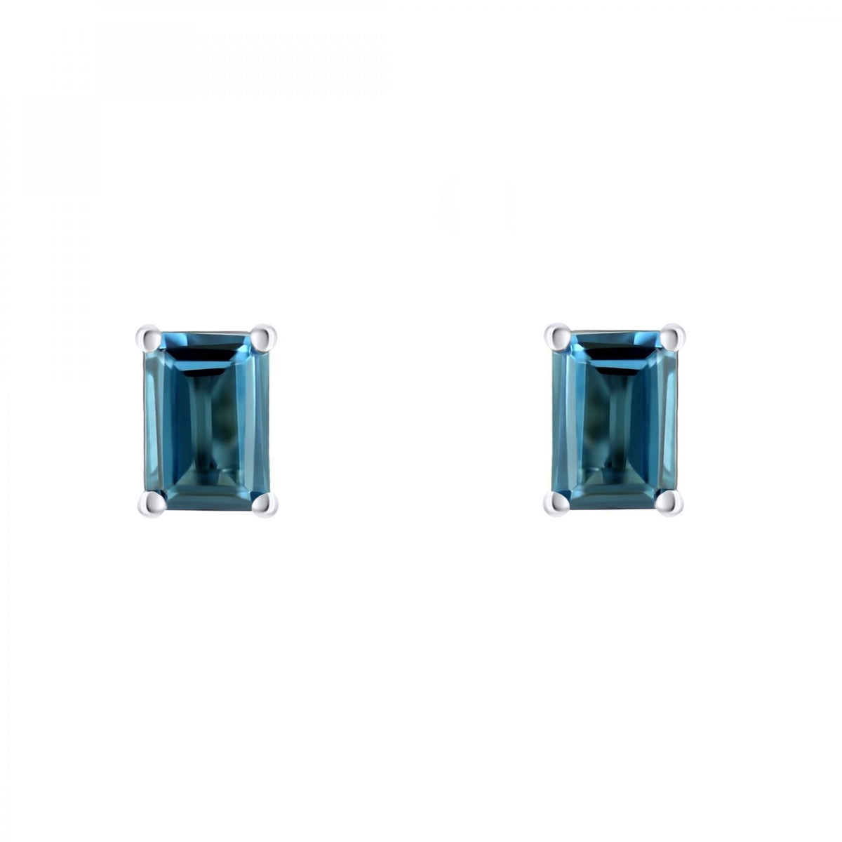 Platinum 7mm x 5mm London blue topaz stud earrings