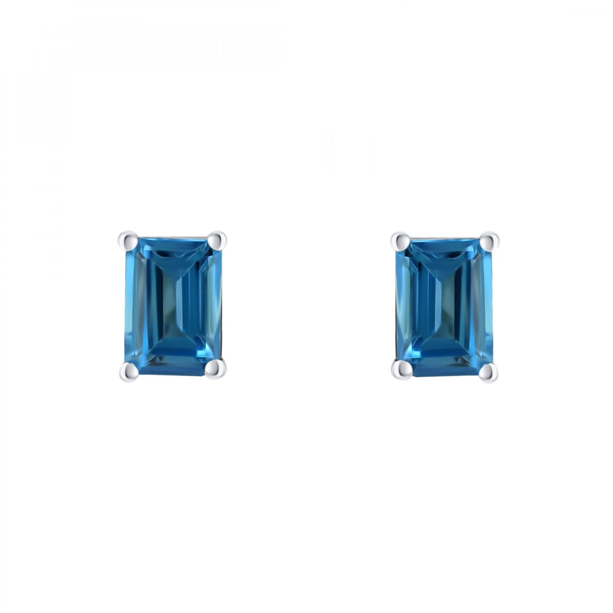 Platinum 7mm x 5mm Swiss blue topaz stud earrings