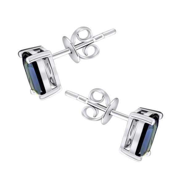 Platinum 7mm x 5mm sapphire stud earrings