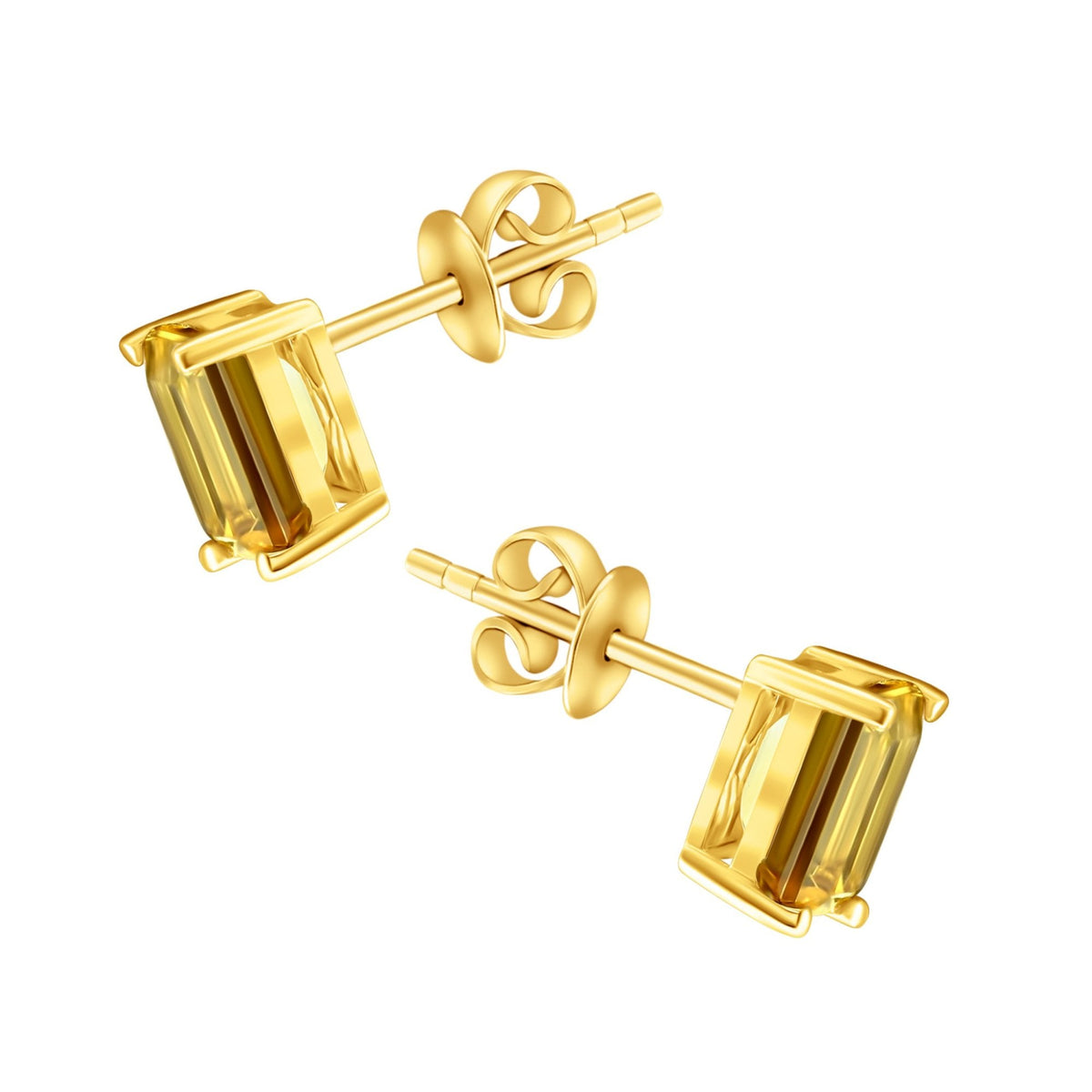 18ct yellow gold 7mm x 5mm citrine stud earrings