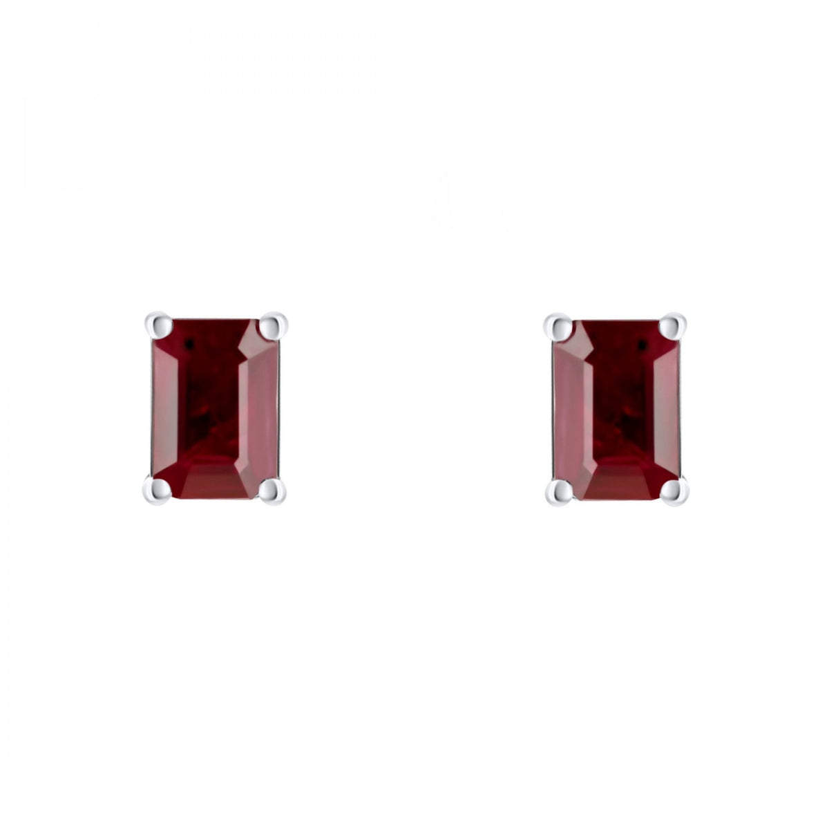 Platinum 7mm x 5mm ruby stud earrings