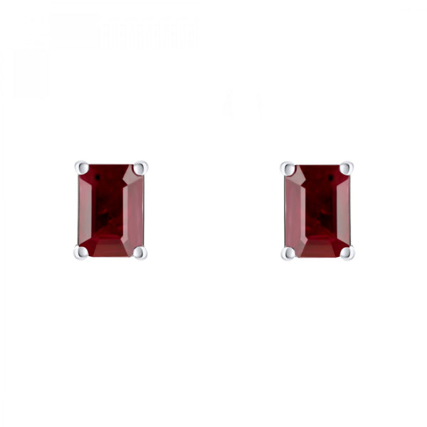 Platinum 7mm x 5mm ruby stud earrings