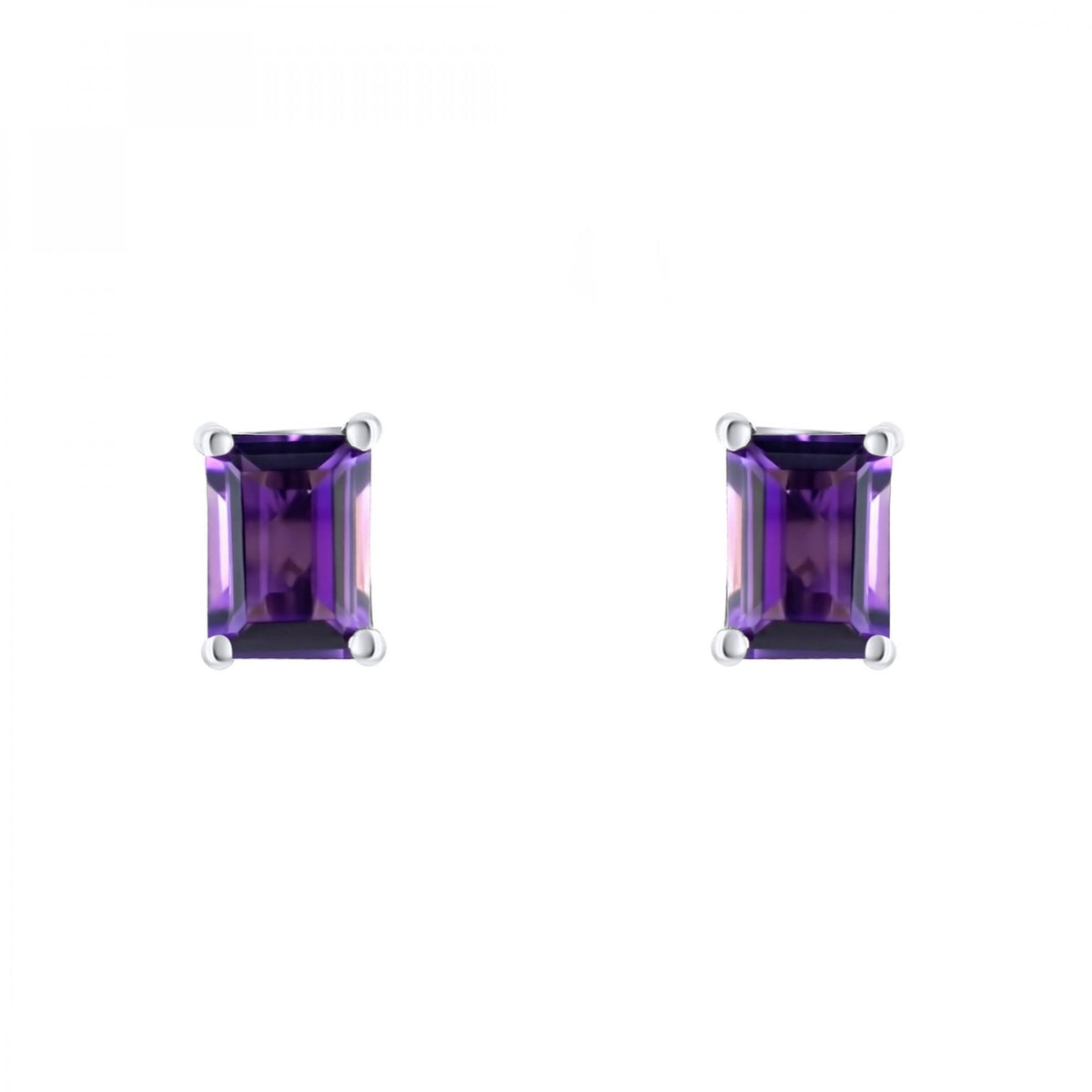 Platinum 7mm x 5mm amethyst stud earrings