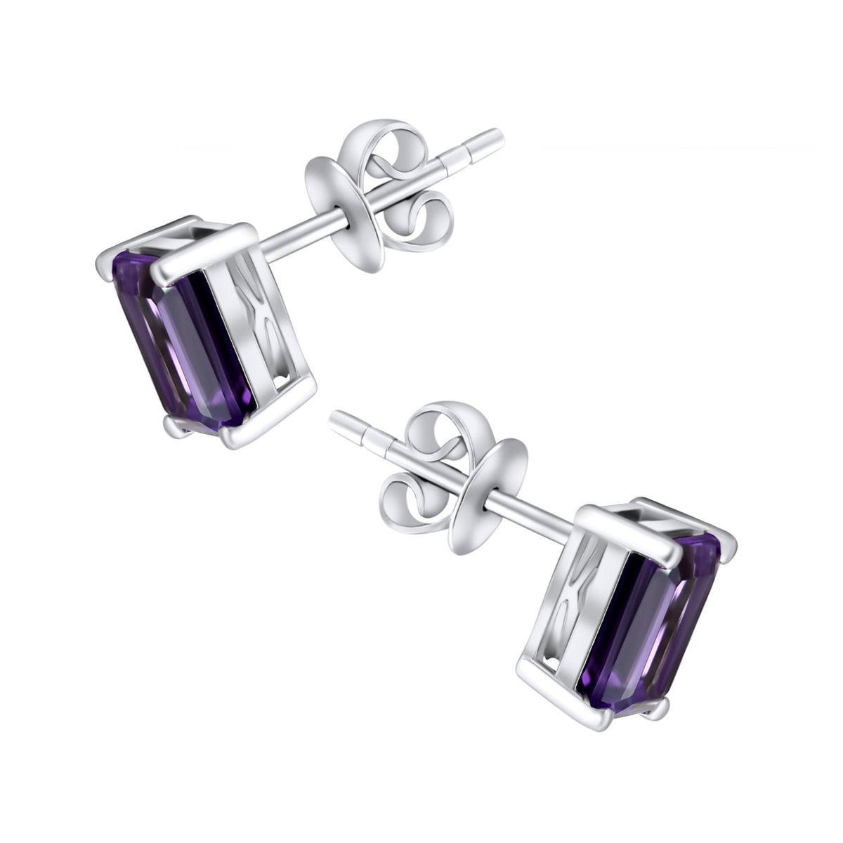 Platinum 7mm x 5mm amethyst stud earrings