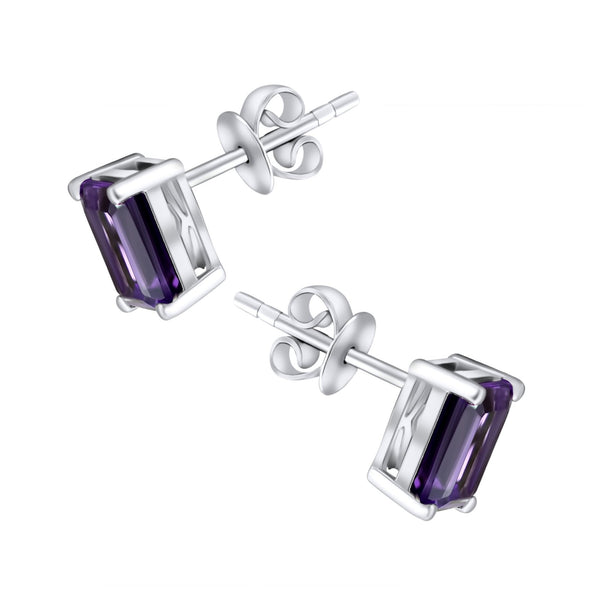 Platinum 7mm x 5mm amethyst stud earrings