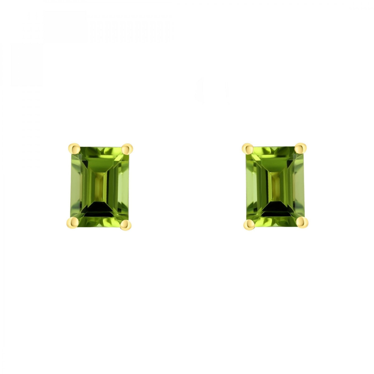 18ct yellow gold 7mm x 5mm peridot stud earrings