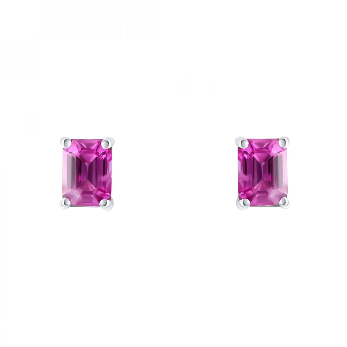 Platinum 7mm x 5mm pink sapphire stud earrings