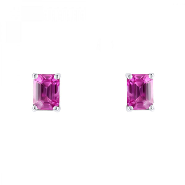 Platinum 7mm x 5mm pink sapphire stud earrings