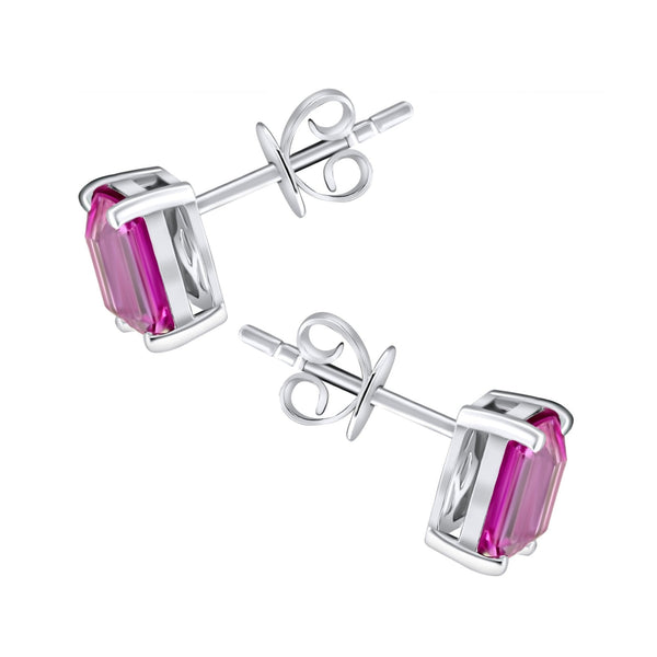 Platinum 7mm x 5mm pink sapphire stud earrings