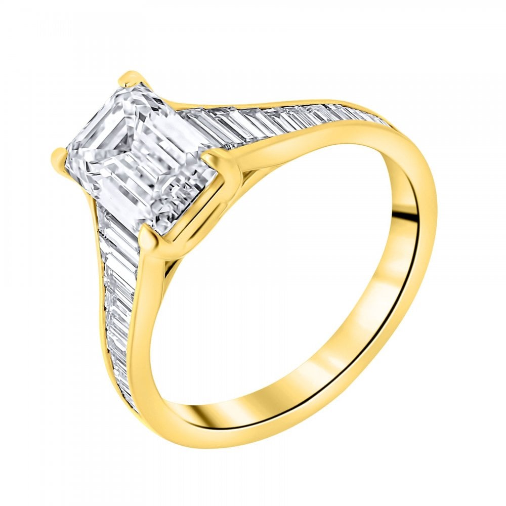 LG 18ct yellow gold 2.08ct D VVS2 IGI emerald cut diamond ring