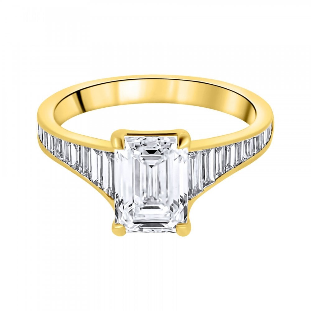 LG 18ct yellow gold 2.08ct D VVS2 IGI emerald cut diamond ring