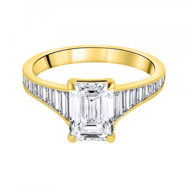 LG 18ct yellow gold 2.08ct D VVS2 IGI emerald cut diamond ring