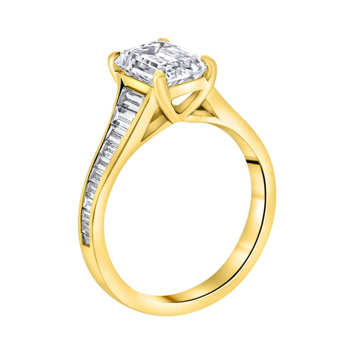 LG 18ct yellow gold 2.08ct D VVS2 IGI emerald cut diamond ring