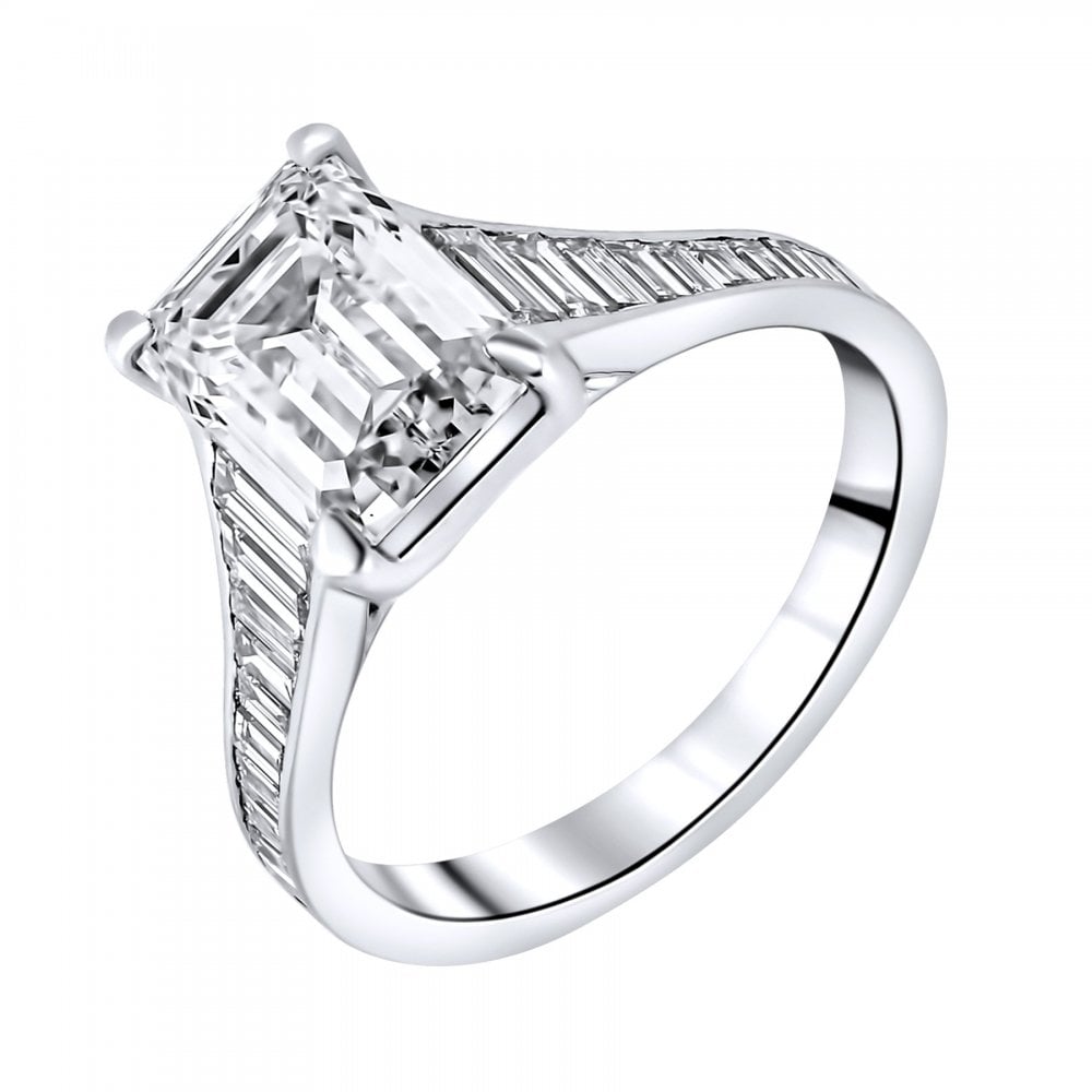 Lab grown platinum 3.00ct D VVS2 IGI emerald cut diamond ring