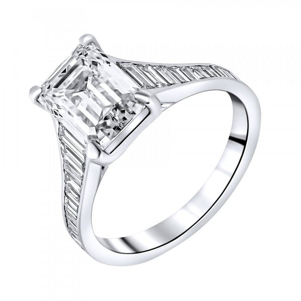 Lab grown platinum 3.00ct D VVS2 IGI emerald cut diamond ring