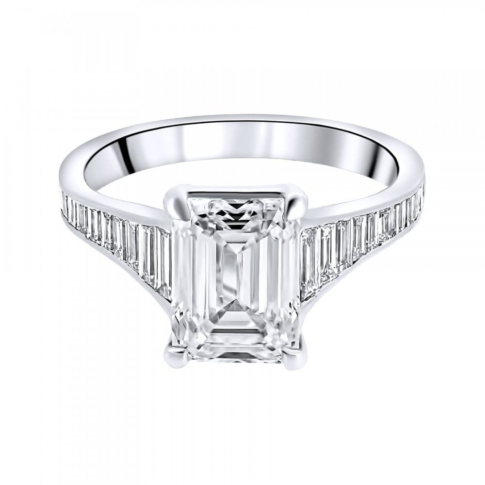 Lab grown platinum 3.00ct D VVS2 IGI emerald cut diamond ring