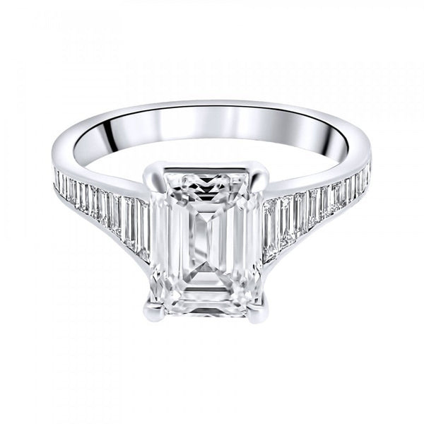 Lab grown platinum 3.00ct D VVS2 IGI emerald cut diamond ring