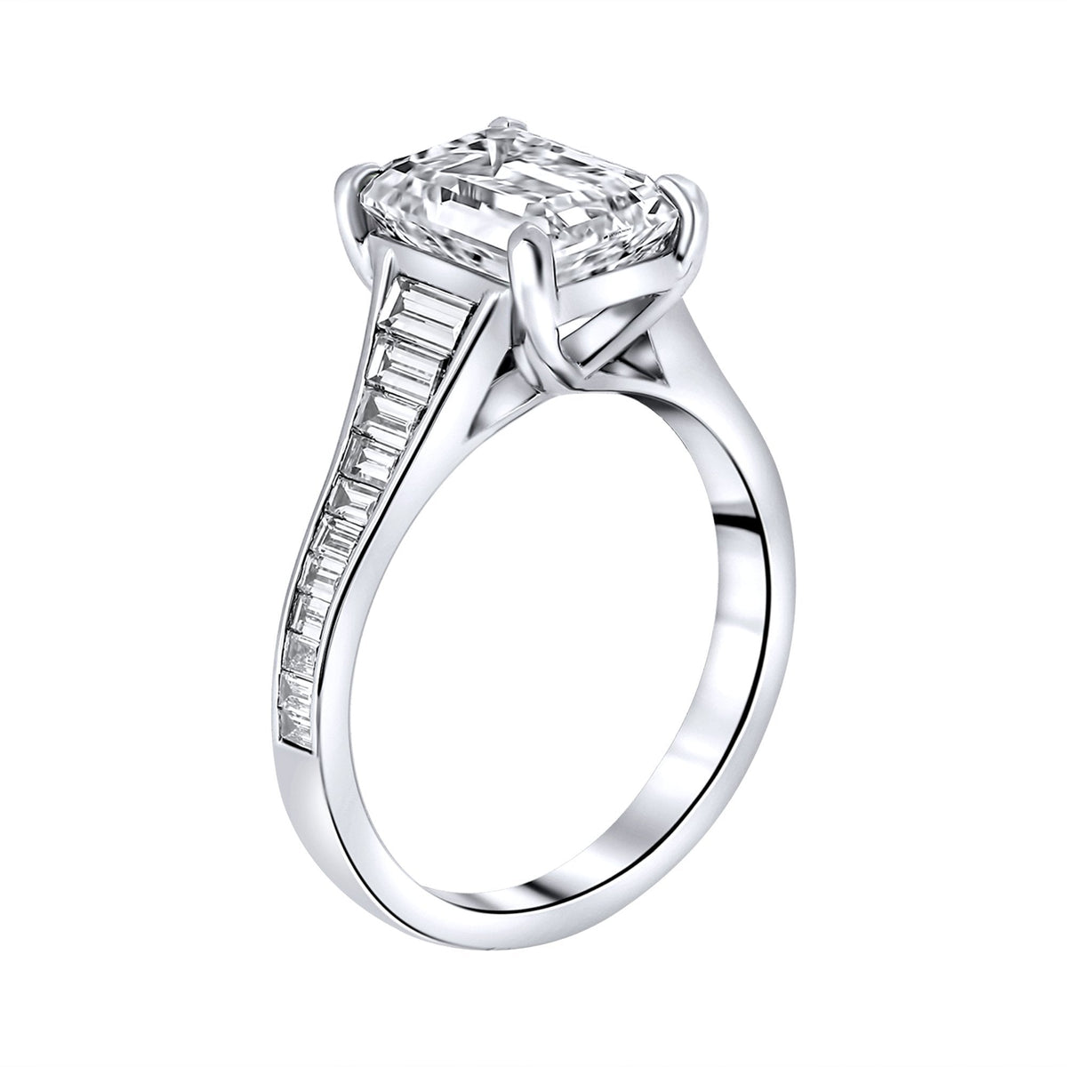 Lab grown platinum 3.00ct D VVS2 IGI emerald cut diamond ring