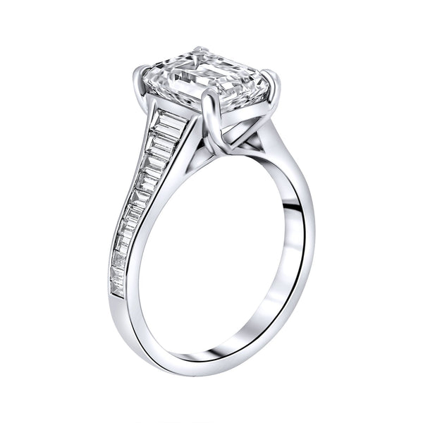 Lab grown platinum 3.00ct D VVS2 IGI emerald cut diamond ring