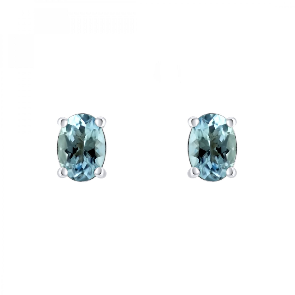 9ct white gold 7mm x 5mm oval auqamarine stud earrings
