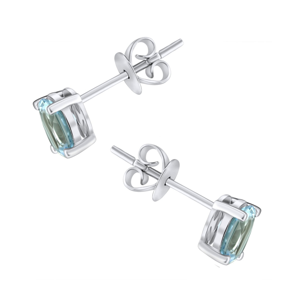 9ct white gold 7mm x 5mm oval auqamarine stud earrings