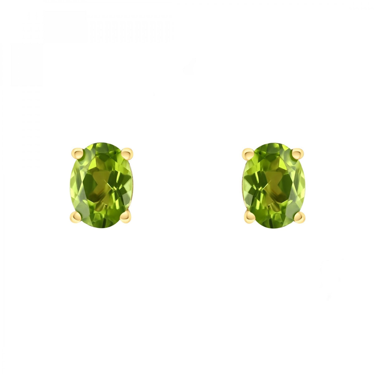 18ct yellow gold 7mm x 5mm peridot stud earrings