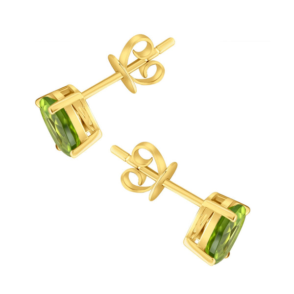 18ct yellow gold 7mm x 5mm peridot stud earrings