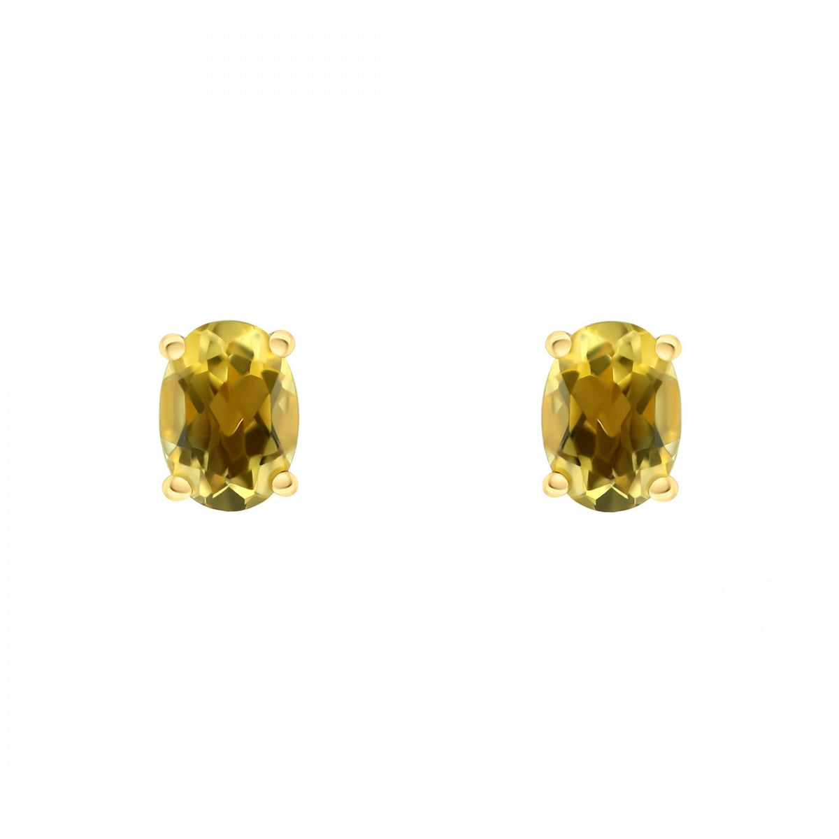 18ct yellow gold 7mm x 5mm citrine stud earrings