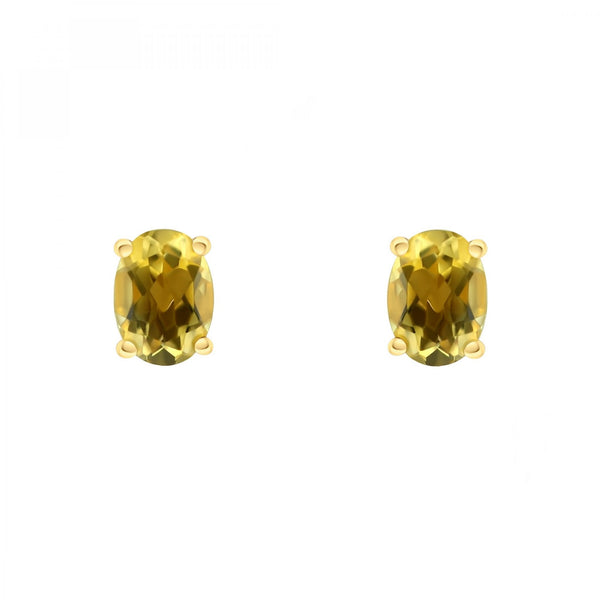 18ct yellow gold 7mm x 5mm citrine stud earrings