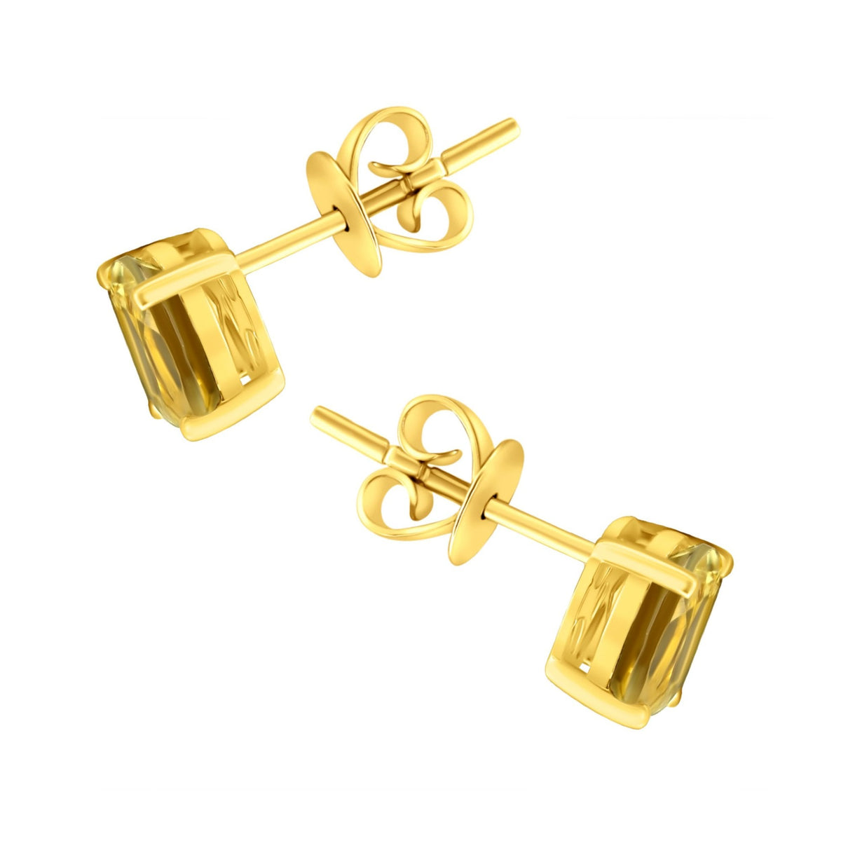 18ct yellow gold 7mm x 5mm citrine stud earrings