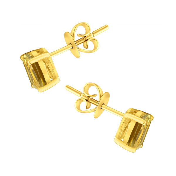 18ct yellow gold 7mm x 5mm citrine stud earrings