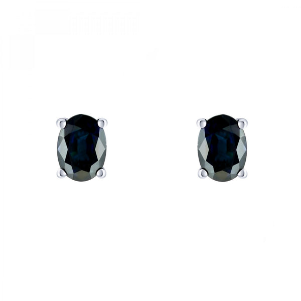 Platinum 7mm x 5mm sapphire stud earrings