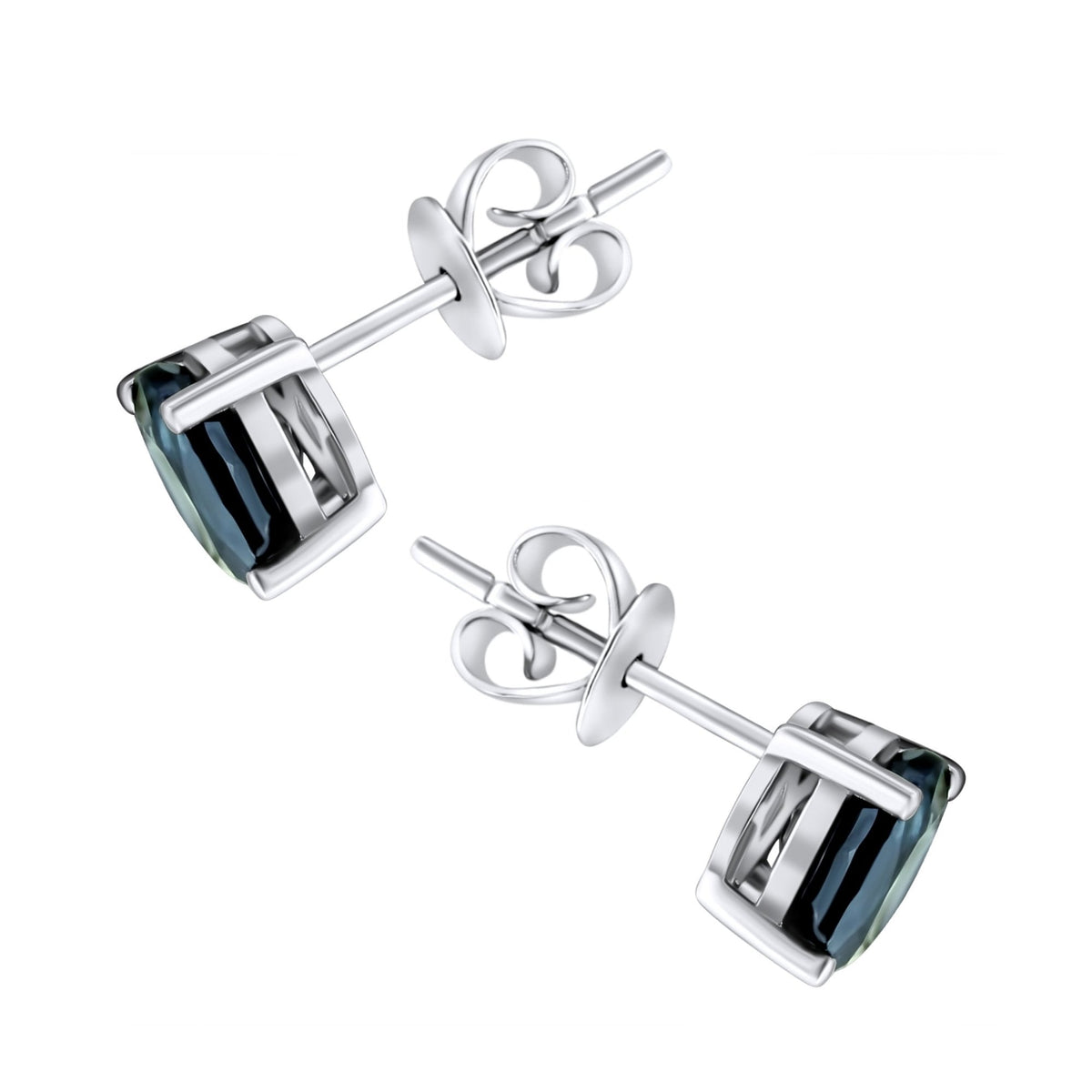 Platinum 7mm x 5mm sapphire stud earrings