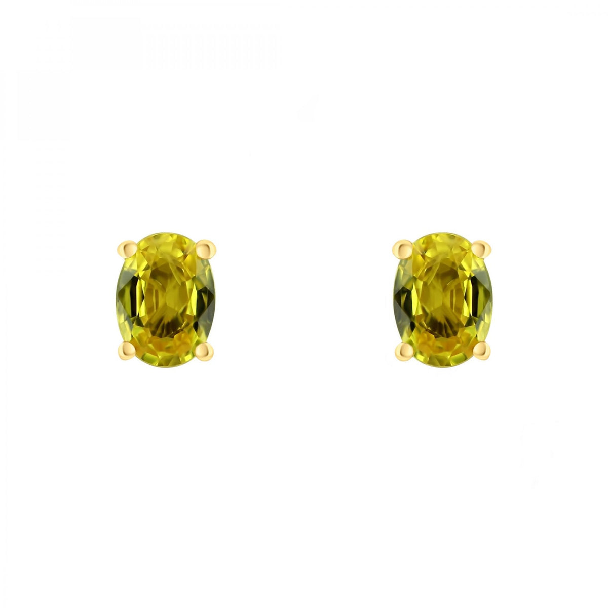 18ct yellow gold 7mm x 5mm yellow sapphire stud earrings