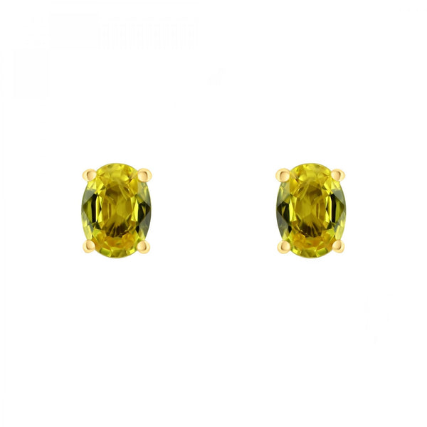 18ct yellow gold 7mm x 5mm yellow sapphire stud earrings