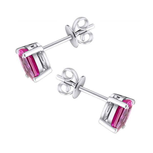 Platinum 7mm x 5mm pink sapphire stud earrings