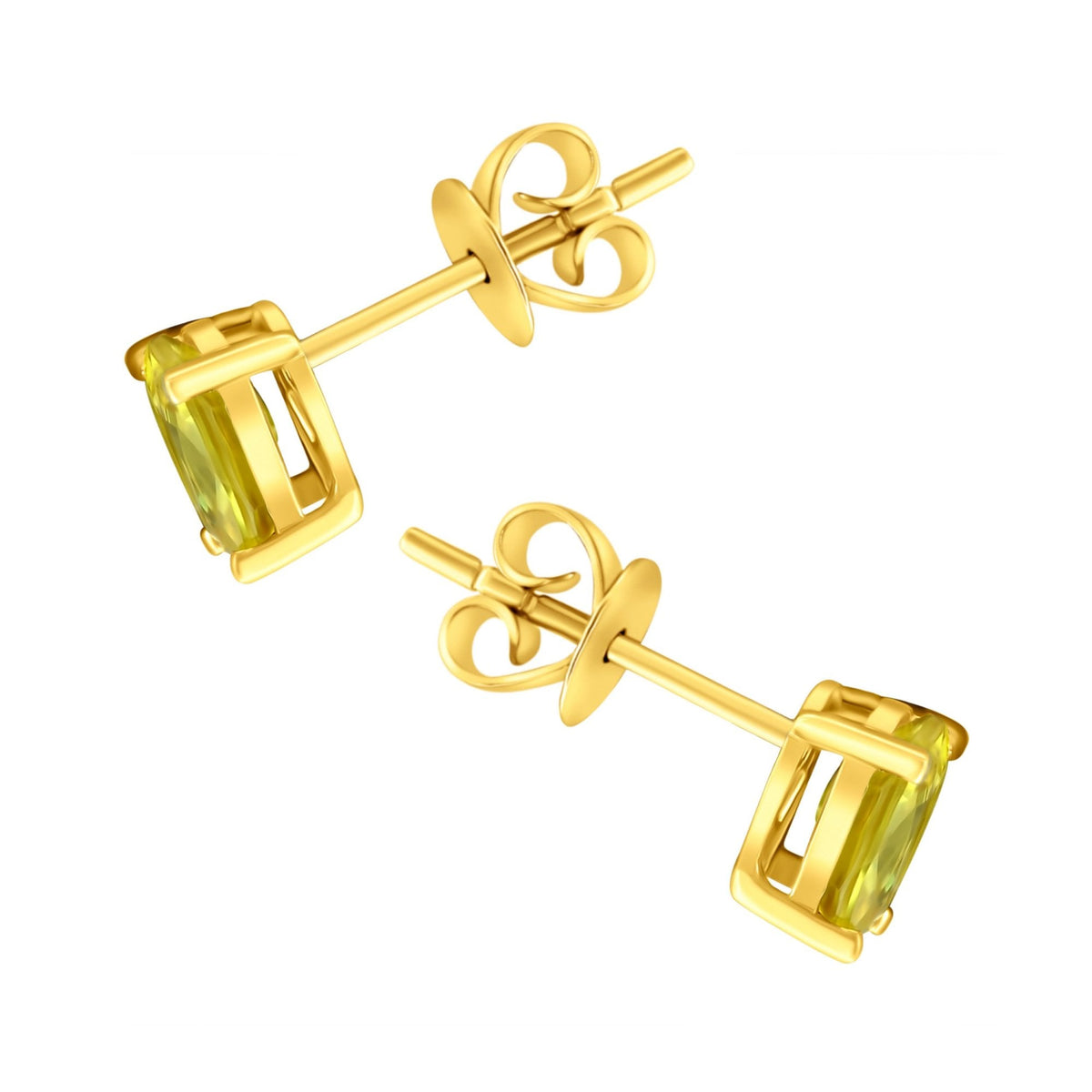 18ct yellow gold 7mm x 5mm yellow sapphire stud earrings