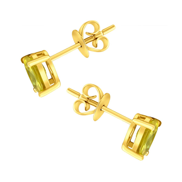 18ct yellow gold 7mm x 5mm yellow sapphire stud earrings