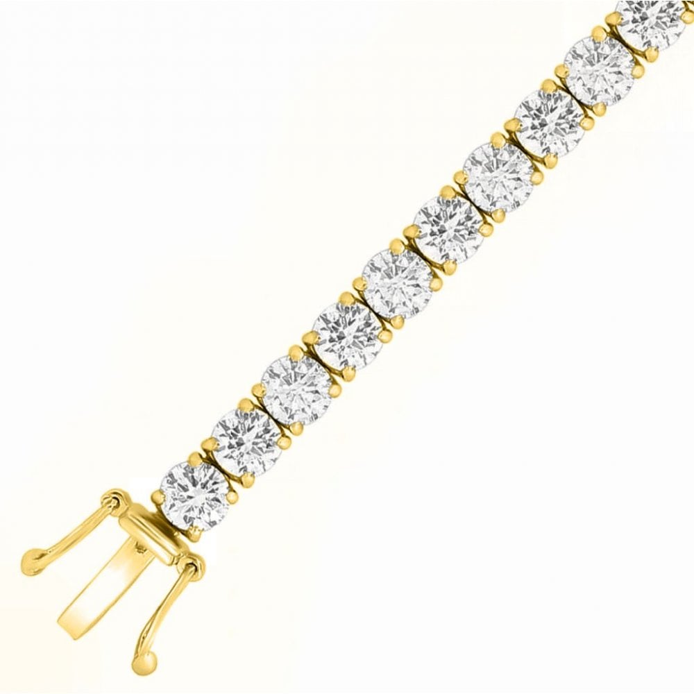 Lab grown 18ct yellow gold 10.15ct round diamond tennis bracelet
