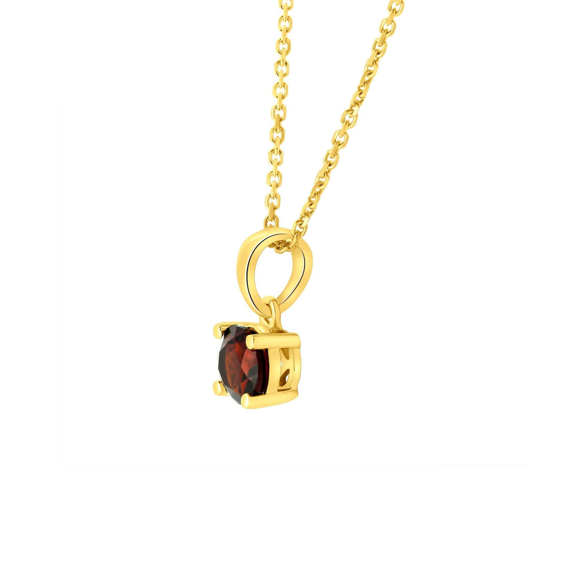18ct yellow gold 5mm x 5mm garnet pendant
