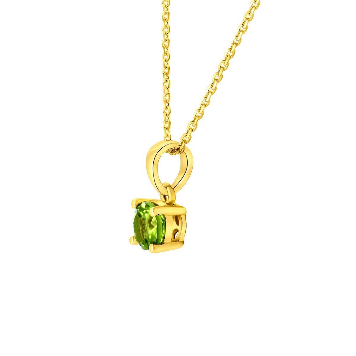 18ct yellow gold 5mm x 5mm peridot pendant