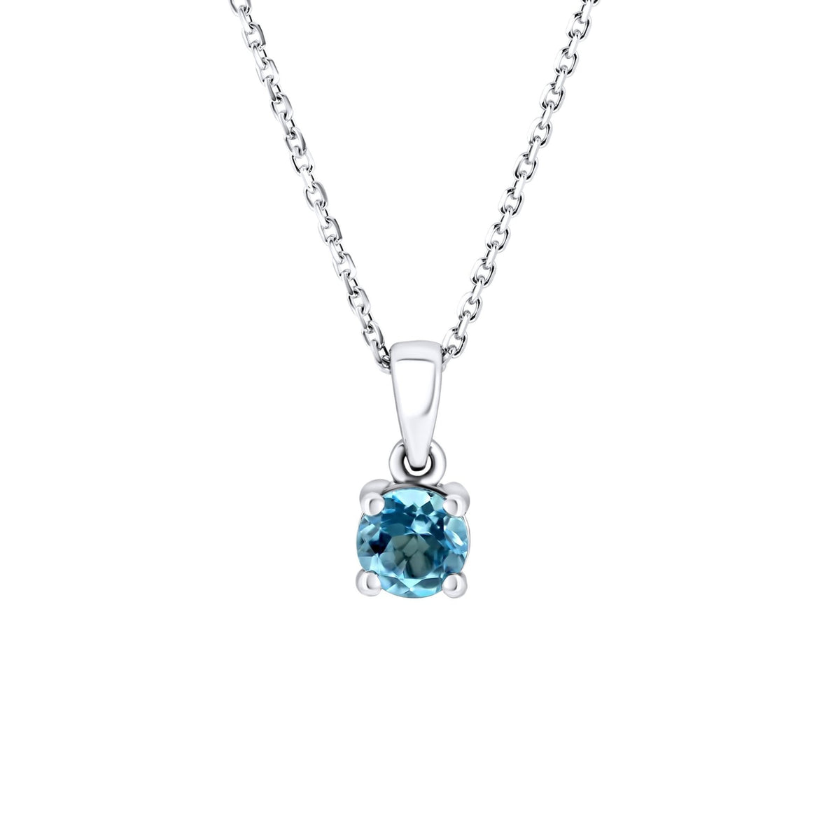 Platinum 5mm x 5mm Swiss blue topaz pendant