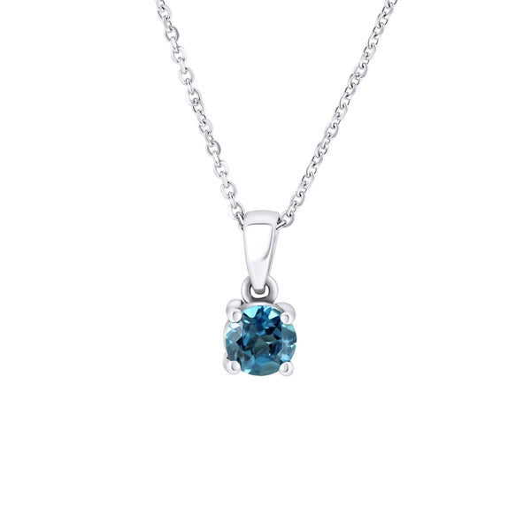 Platinum 5mm x 5mm London blue topaz pendant