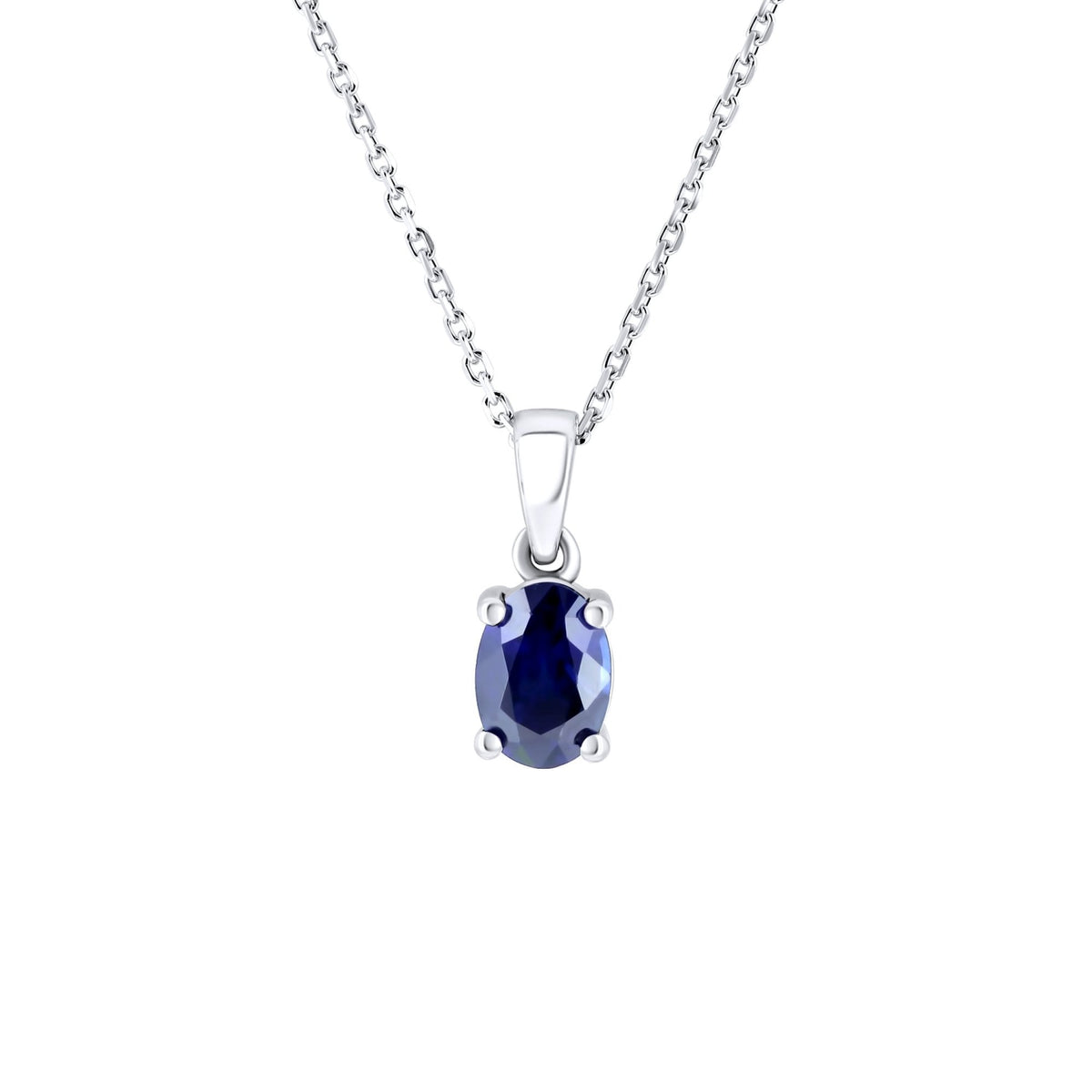 Platinum 7mm x 5mm sapphire pendant