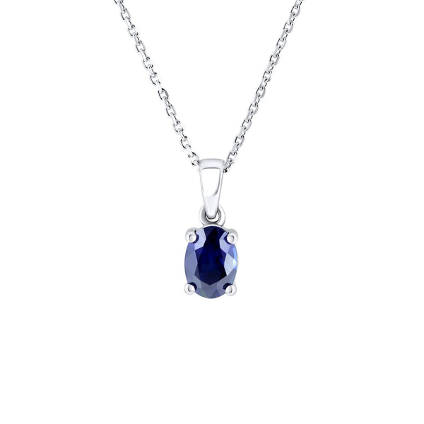 Platinum 7mm x 5mm sapphire pendant