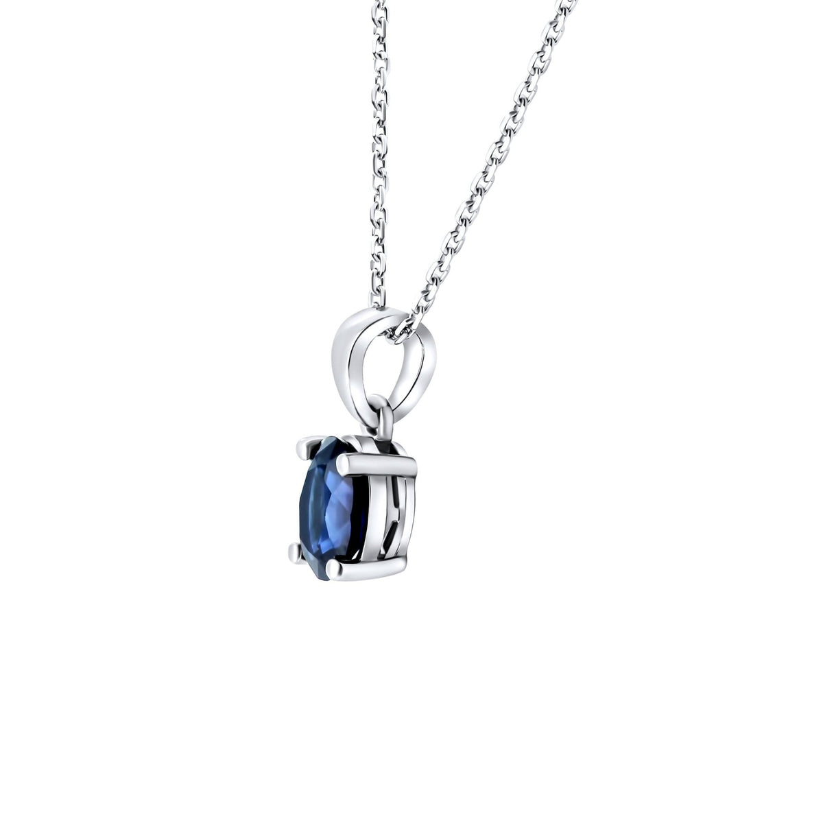 Platinum 7mm x 5mm sapphire pendant