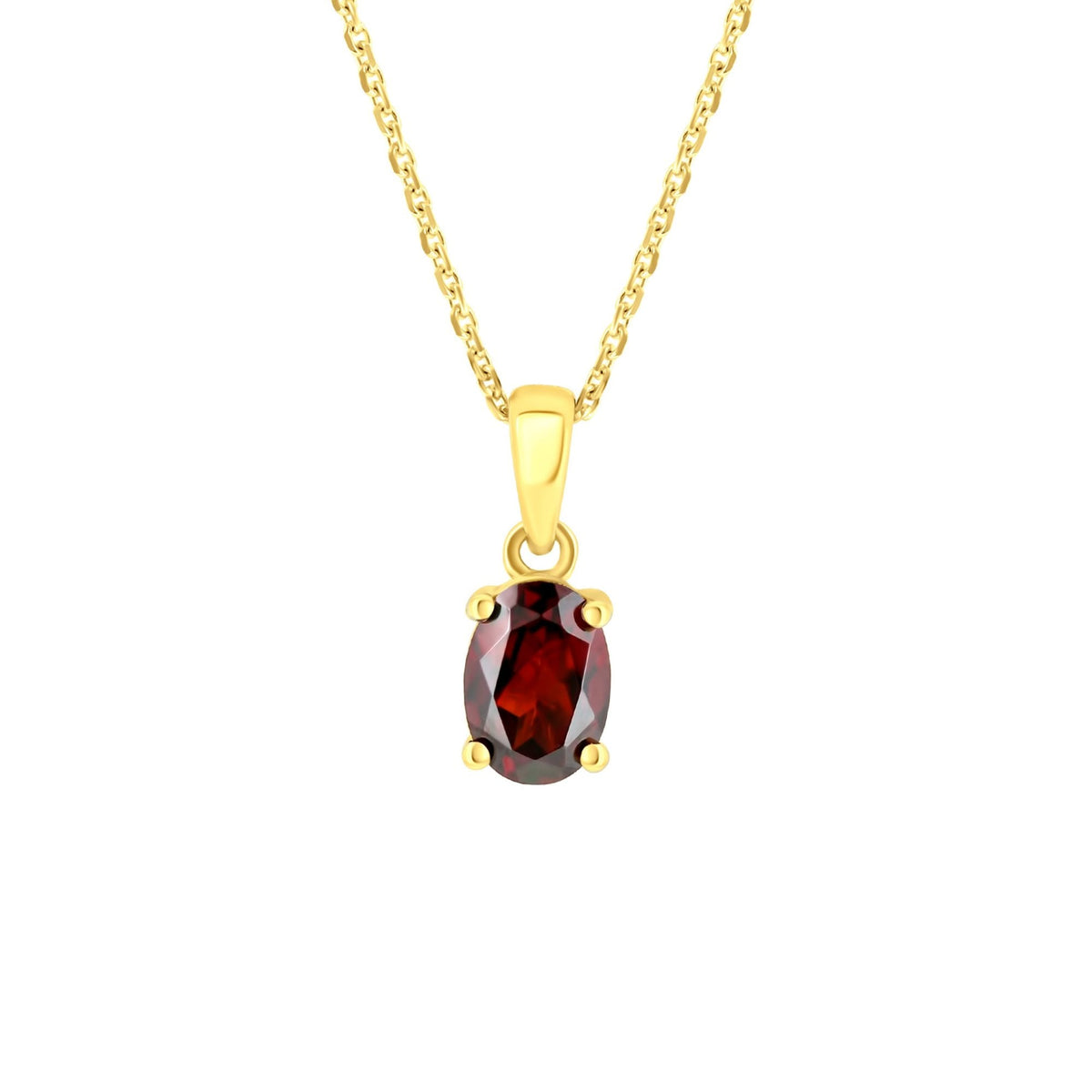 18ct yellow gold 7mm x 5mm garnet pendant
