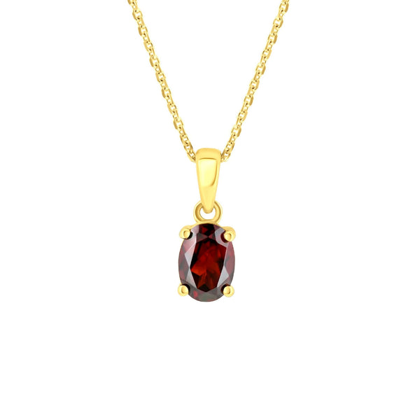 18ct yellow gold 7mm x 5mm garnet pendant