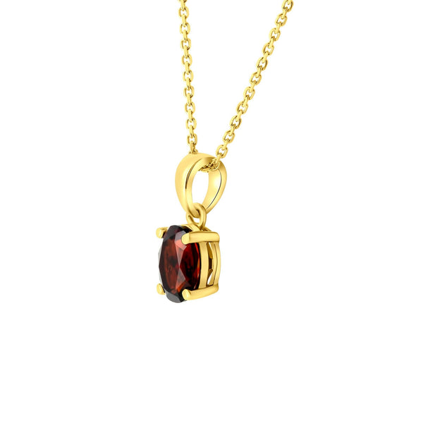 18ct yellow gold 7mm x 5mm garnet pendant